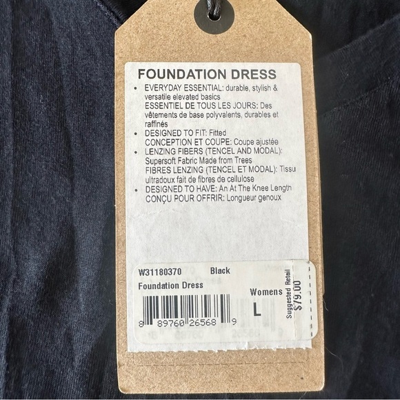 Prana Foundation Dress Black Large NWT New Stretch Jersey Knit Modal Spandex - Picture 7 of 9